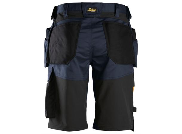 Snickers 6151 AllroundWork stretchshorts Marineblå/Svart str.044, m/hylsterlommer