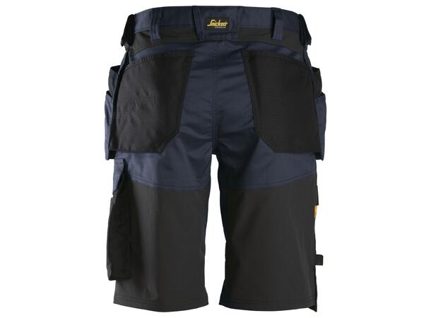 Snickers 6151 AllroundWork stretchshorts Marineblå/Svart str.044, m/hylsterlommer