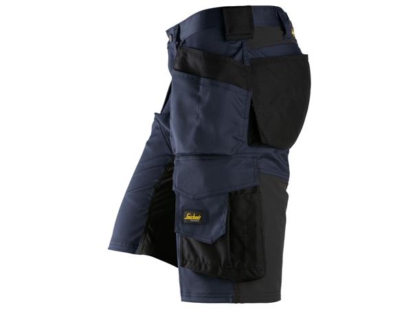 Snickers 6151 AllroundWork stretchshorts Marineblå/Svart str.044, m/hylsterlommer