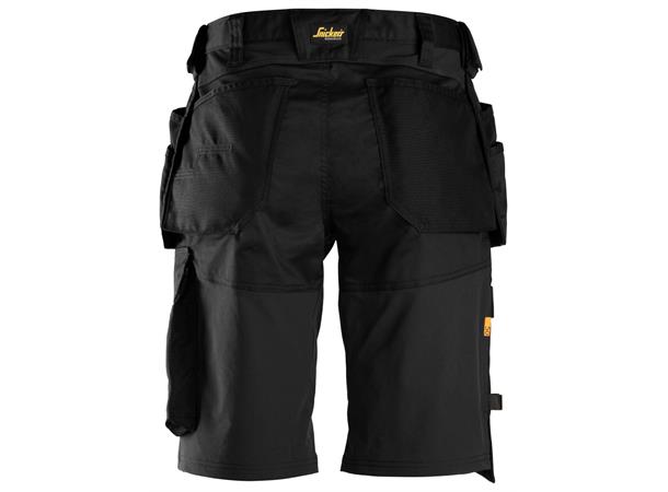 Snickers 6151 AllroundWork stretchshorts Svart, str.044, m/hylsterlommer