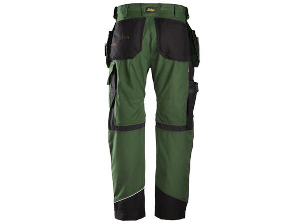 Snickers 6214 RuffWork+ Arbeidsbukse+ Grønn/Svart, str.146 m/hylsterlommer