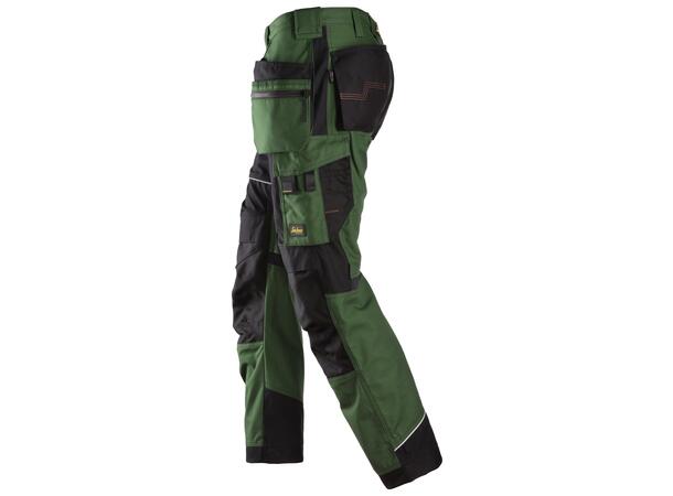 Snickers 6214 RuffWork+ Arbeidsbukse+ Grønn/Svart, str.146 m/hylsterlommer
