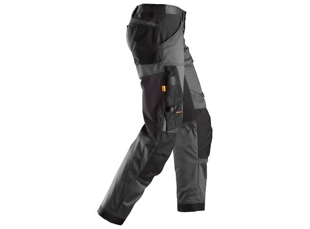 Snickers 6351 AllroundWork Arbeidsbukse Grå/Svart, str.124 Stretch, løs