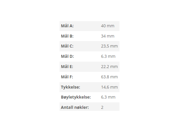 Millers Hengelås Alu 40 4004-10346
