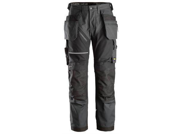 Snickers 6214 RuffWork+ Arbeidsbukse+ Grå/Svart, str.048 m/hylsterlommer