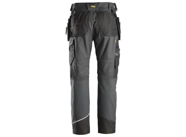 Snickers 6214 RuffWork+ Arbeidsbukse+ Grå/Svart, str.048 m/hylsterlommer