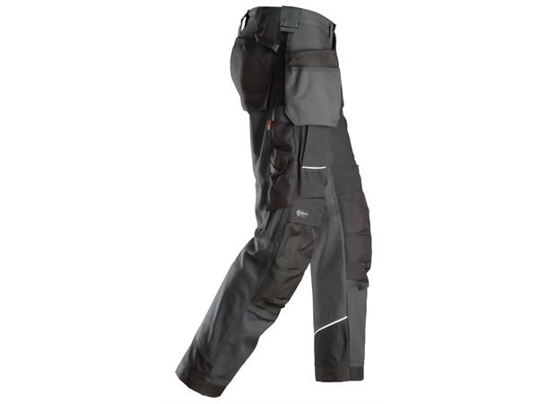 Snickers 6214 RuffWork+ Arbeidsbukse+ Grå/Svart, str.048 m/hylsterlommer