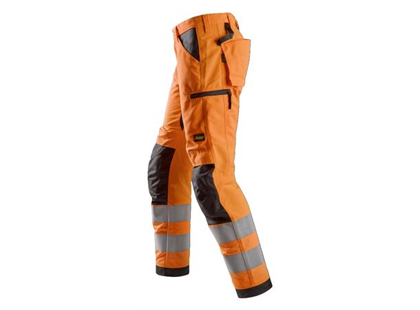 Snickers 6332 LiteWork Arbeidsbukse+ HiVis Oransje/Svart, str.162 Kl.2 HiVis