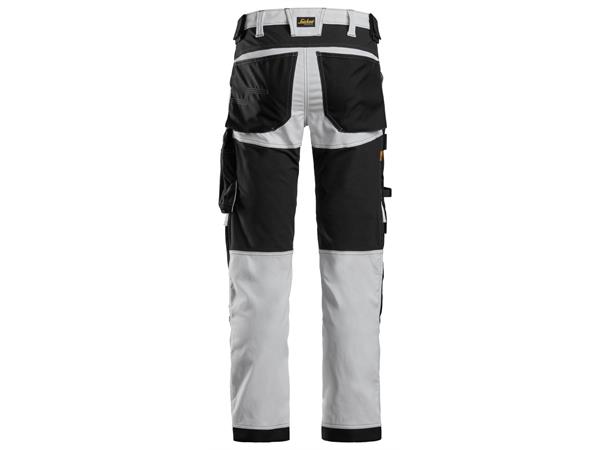 Snickers 6341 AllroundWork Arbeidsbukse Hvit/Svart, str.156 Stretch