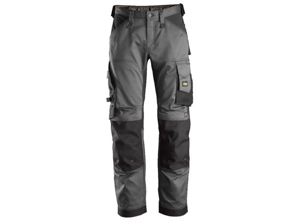 Snickers 6351 AllroundWork Arbeidsbukse Grå/Svart, str.158 Stretch, løs