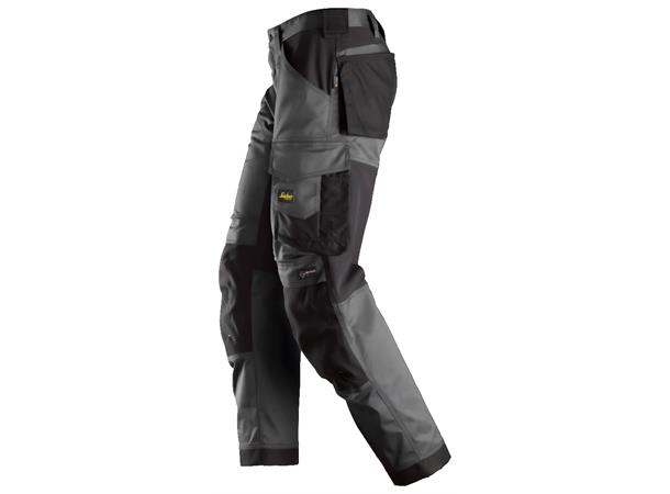 Snickers 6351 AllroundWork Arbeidsbukse Grå/Svart, str.158 Stretch, løs