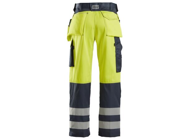 Snickers 3233 Arbeidsbukse hylsterlommer HiVis Gul/Blå, str.044, Kl.2