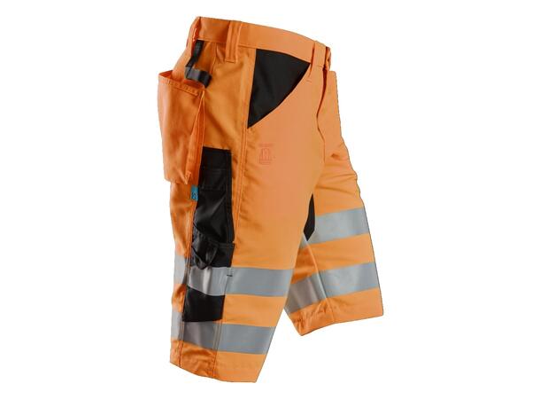 Snickers 6132 LiteWork+ Shorts HiVis Oransje/Svart, str.044 Kl.1