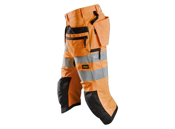 Snickers 6134 LiteWork+ Pirat m/lommer HiVis Oransje/Svart, str.044 Kl.2