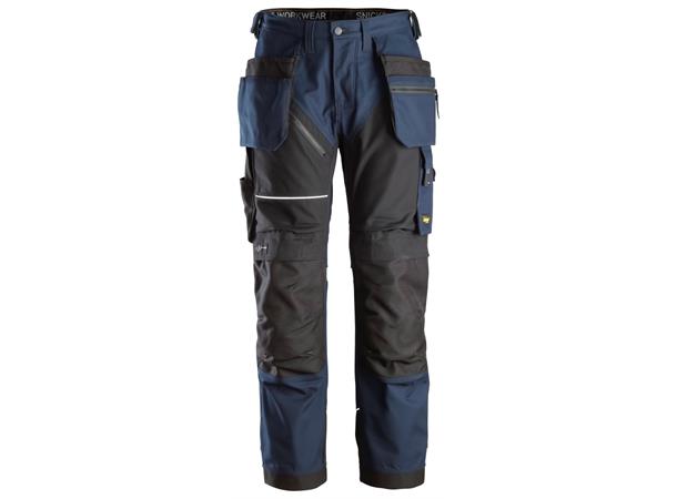 Snickers 6214 RuffWork+ Arbeidsbukse+ Marineblå/Svart, str.062 m/hylsterlommer