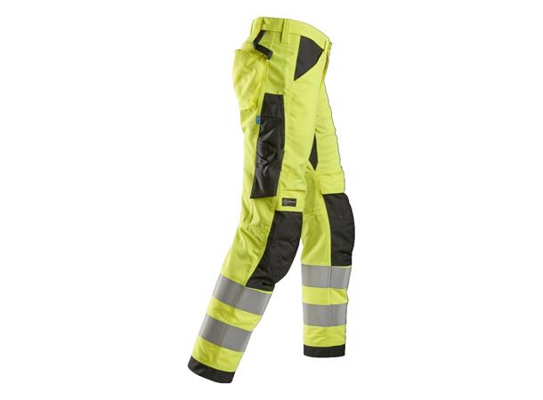 Snickers 6332 LiteWork Arbeidsbukse+ HiVis Gul/Svart, str.046 Kl.2 HiVis