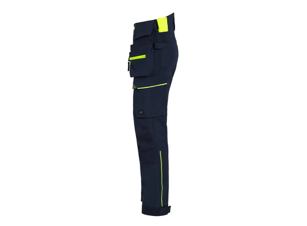BJÖRNKLÄDER HÅNDVERKSBUKSE STRETCH CONTR Marineblå/Gul C44