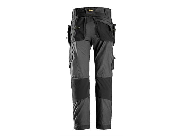 Snickers 6902 FlexiWork Arbeidsbukse+ Grå/Svart, str.058 m/hylsterlommer