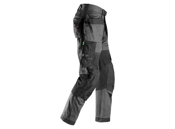 Snickers 6902 FlexiWork Arbeidsbukse+ Grå/Svart, str.058 m/hylsterlommer
