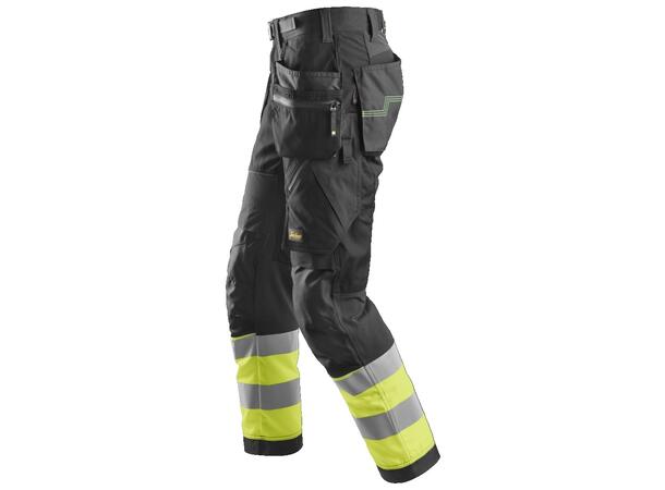 Snickers 6931 FlexiWork Arbeidsbukse+ Svart/HiVis Gul, str.044 Kl.1