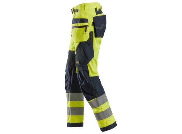 Snickers 6932 FlexiWork+ Arbeidsbukse HiVis Gul/Blå, str.150 Kl.2