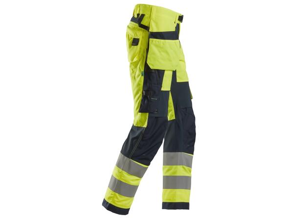 Snickers 6932 FlexiWork+ Arbeidsbukse HiVis Gul/Blå, str.150 Kl.2