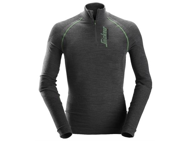 Snickers 9441 FlexiWork Sømløs trøye Grå, str.XXXL ullundertøy