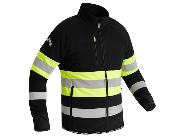 UNIVERN BRYNE FLEECEJAKKE KL. 1 Svart/HiVis Gul S