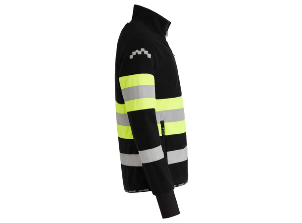 UNIVERN BRYNE FLEECEJAKKE KL. 1 Svart/HiVis Gul S