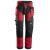 Snickers 6902 FlexiWork Arbeidsbukse+ Rød/Svart, str.146 m/hylsterlommer 