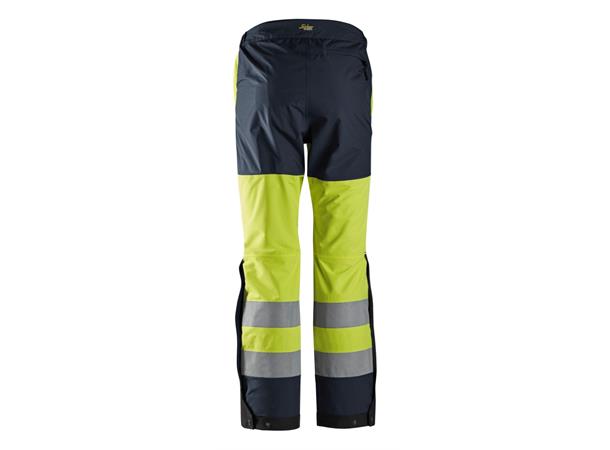 Snickers 6530 AllroundWork skallbukse HiVis Gul/Blå, str.XXL Kl.2 vanntett
