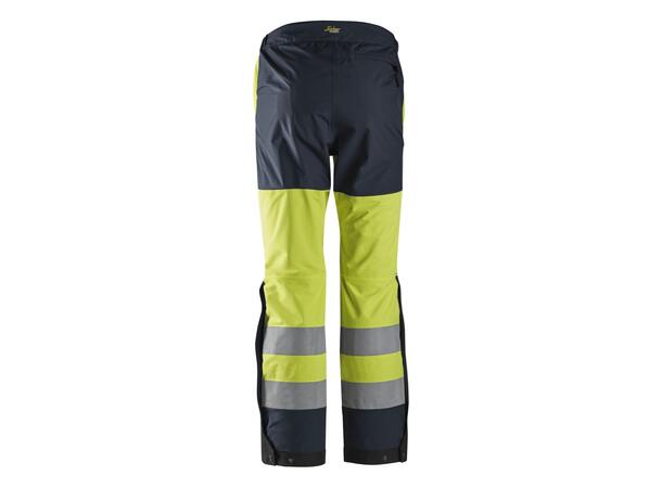 Snickers 6530 AllroundWork skallbukse HiVis Gul/Blå, str.XS Kl.2 vanntett