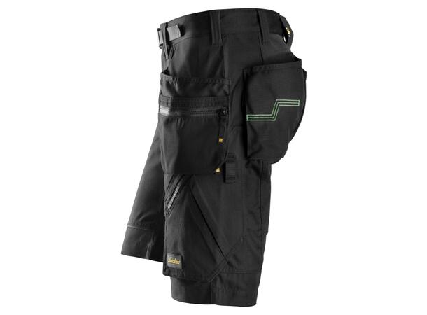 Snickers 6904 FlexiWork Håndverksshorts Svart, str.044 m/hylsterlommer