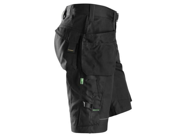 Snickers 6904 FlexiWork Håndverksshorts Svart, str.044 m/hylsterlommer