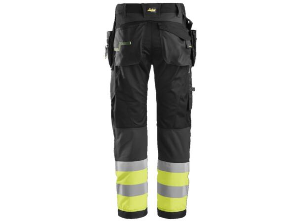 Snickers 6931 FlexiWork Arbeidsbukse+ Svart/HiVis Gul, str.046 Kl.1