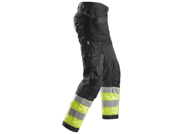 Snickers 6931 FlexiWork Arbeidsbukse+ Svart/HiVis Gul, str.046 Kl.1
