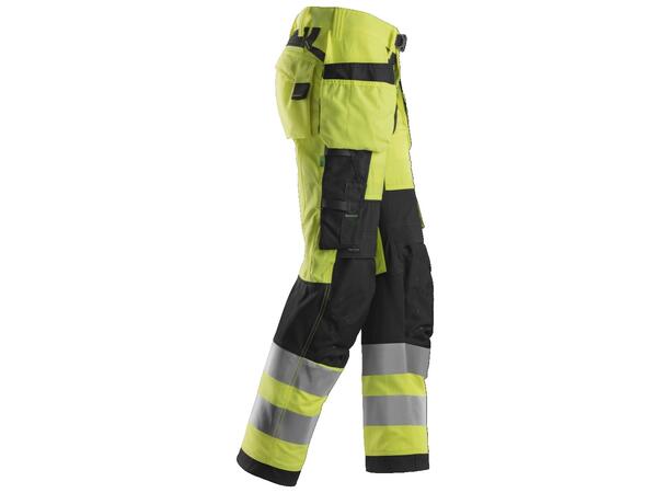 Snickers 6932 FlexiWork+ Arbeidsbukse HiVis Gul/Svart, str.044 Kl.2
