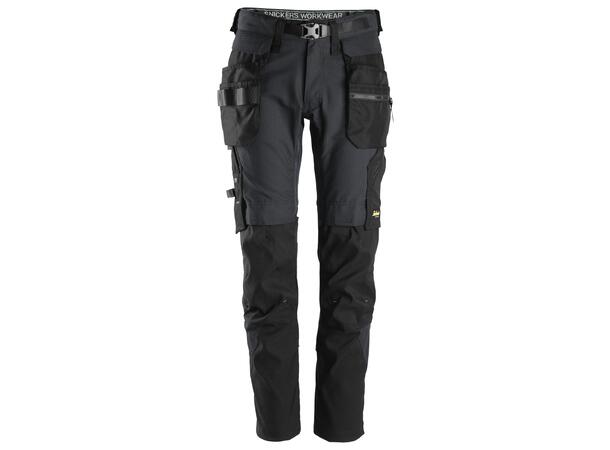 Snickers 6972 FlexiWork Arbeidsbukse+ Grå/Svart, str.054 avtakbar hylsterlomme