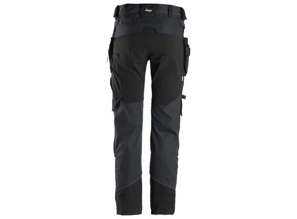 Snickers 6972 FlexiWork Arbeidsbukse+ Grå/Svart, str.044 avtakbar hylsterlomme