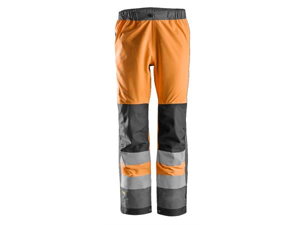 Snickers 6530 AllroundWork skallbukse HiVis Oransje/Grå, str.XS Kl.2 vanntett