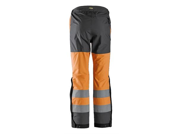 Snickers 6530 AllroundWork skallbukse HiVis Oransje/Grå, str.XS Kl.2 vanntett