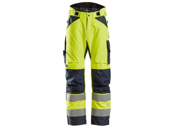Snickers 6639 AllroundWork+ Vinterbukse HiVis Gul/Blå, str.M Kl.2