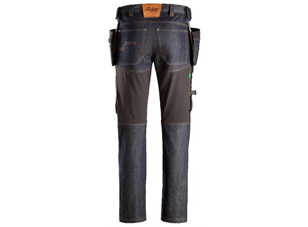 Snickers 6955 FlexiWork+ Arbeidsbukse Blå, str.044 denim m/hylsterlommer