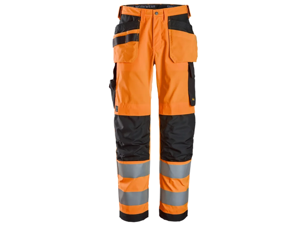 Snickers Arbeidsbukse Med Hylsterlommer HiVis Oransje/Svart str. C44, Klasse 2