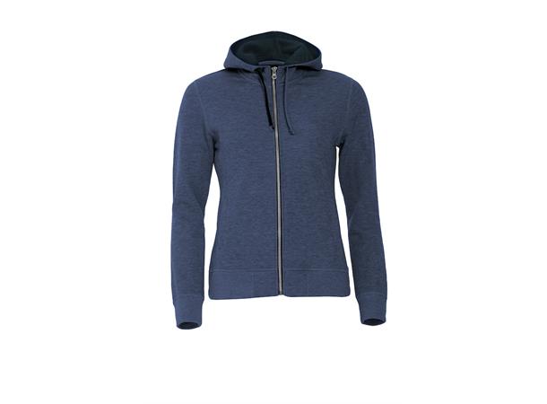 Clique Classic Hoody Full Zip Dame Blåmelert str. S
