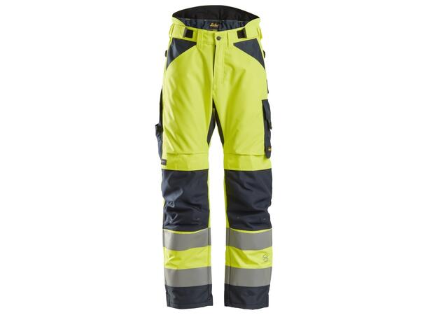 Snickers 6639 AllroundWork+ Vinterbukse HiVis Gul/Blå, str.XXL Kl.2