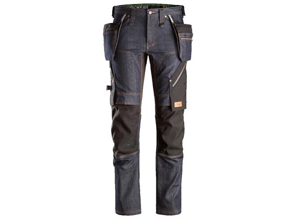 Snickers 6955 FlexiWork+ Arbeidsbukse Blå, str.046 denim m/hylsterlommer