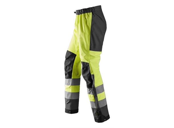Snickers 6530 AllroundWork skallbukse HiVis Gul/Grå, str.XS Kl.2 vanntett