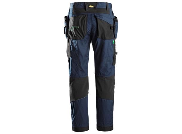 Snickers 6902 FlexiWork Arbeidsbukse+ Marineblå/Svart, str.146 m/hylsterlommer