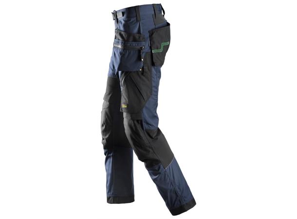 Snickers 6902 FlexiWork Arbeidsbukse+ Marineblå/Svart, str.146 m/hylsterlommer